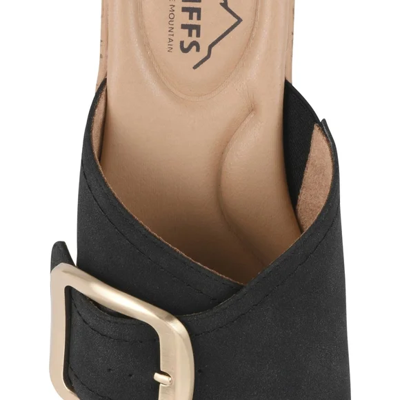 Cliffs by White Mountain Women's Black Nubuck Summer Comfy Slide Sandals - Picture 11 of 16